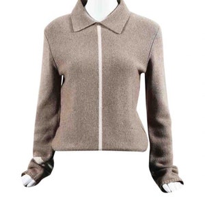 Vintage Chanel 99A 1999 Fall pullover collar wool cashmere sweater taupe brown FR 34 US 2/4