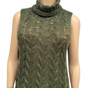 Chanel Identification 00C, 2000 Cruise Casual Knit Green Turtleneck Sweater Blouse FR 44 US 8/10