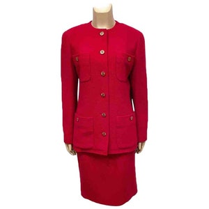 Rare Vintage Chanel 93P, 1993 Spring Rose Skirt Suit Set FR 40 US 4