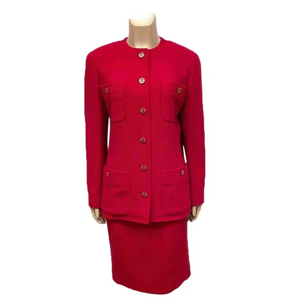 Rare Vintage Chanel 93P, 1993 Spring Rose Skirt Suit Set FR 40 US