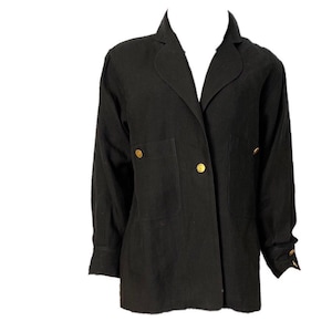 Chanel vintage 80s/90s black linen jacket US 4/6/8/10 image 1