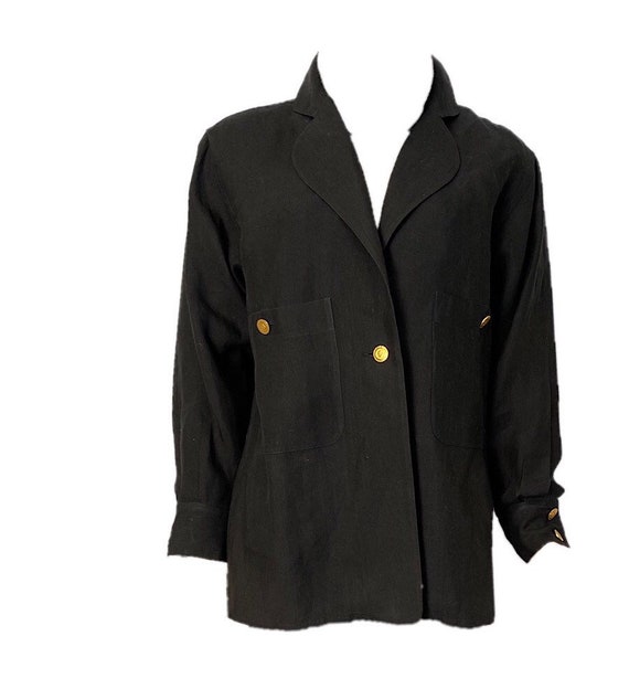 Chanel vintage 80’s/90’s black linen jacket US 4/… - image 1