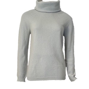 Vintage Chanel 01A 2001 Fall powder blue turtleneck pullover sweater FR 42