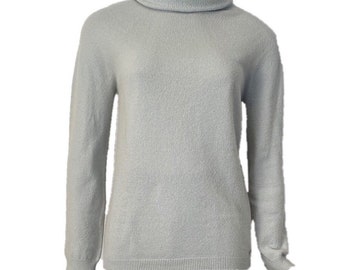 Vintage Chanel 01A 2001 Fall powder blue turtleneck pullover sweater FR 42