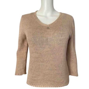 Vintage Chanel Identification 00C 2000 Cruise Resort Knit Beige Pullover Sweater FR 42 US 6