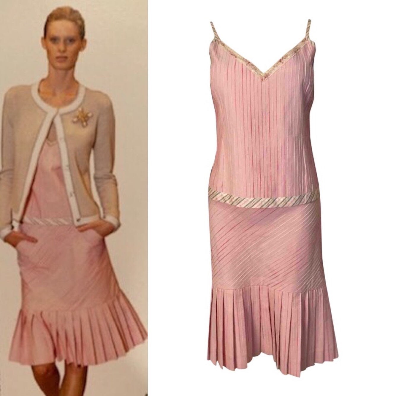 Chanel 03P 2003 Spring Pink Camisole Top Matching Pleated 