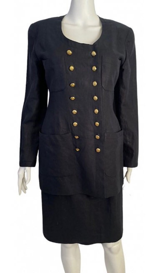 Rare Amazing 22 CC Buttons 1990 Vintage Chanel Black Linen Rare Amazing 22 CC Buttons 1990 Vintage Chanel Black Linen