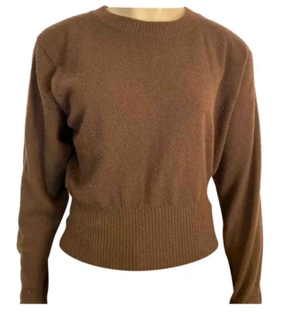 Chanel Vintage Cashmere Dark Brown Sweater US 12/1