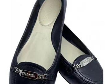 Chanel Black Leather loafer flat shoes EU 37 US 6.5
