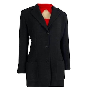 Vintage Chanel 98A 1998 Otoño Negro Chaqueta Blazer Larga FR 40