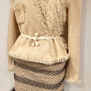 Very Rare Chanel 02C 2002 Cruise Resort Rows of Voile Ruffle Jacket Blazer FR 38 US 4/6