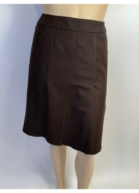 Chanel Vintage 99A 1999 Fall Brown Wool Pleated S… - image 2