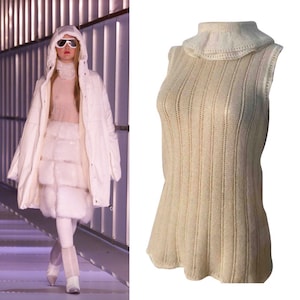Vintage Chanel 00A, 2000 Fall Ready to Wear Ivory sweater blouse Top FR 44 US 8/10