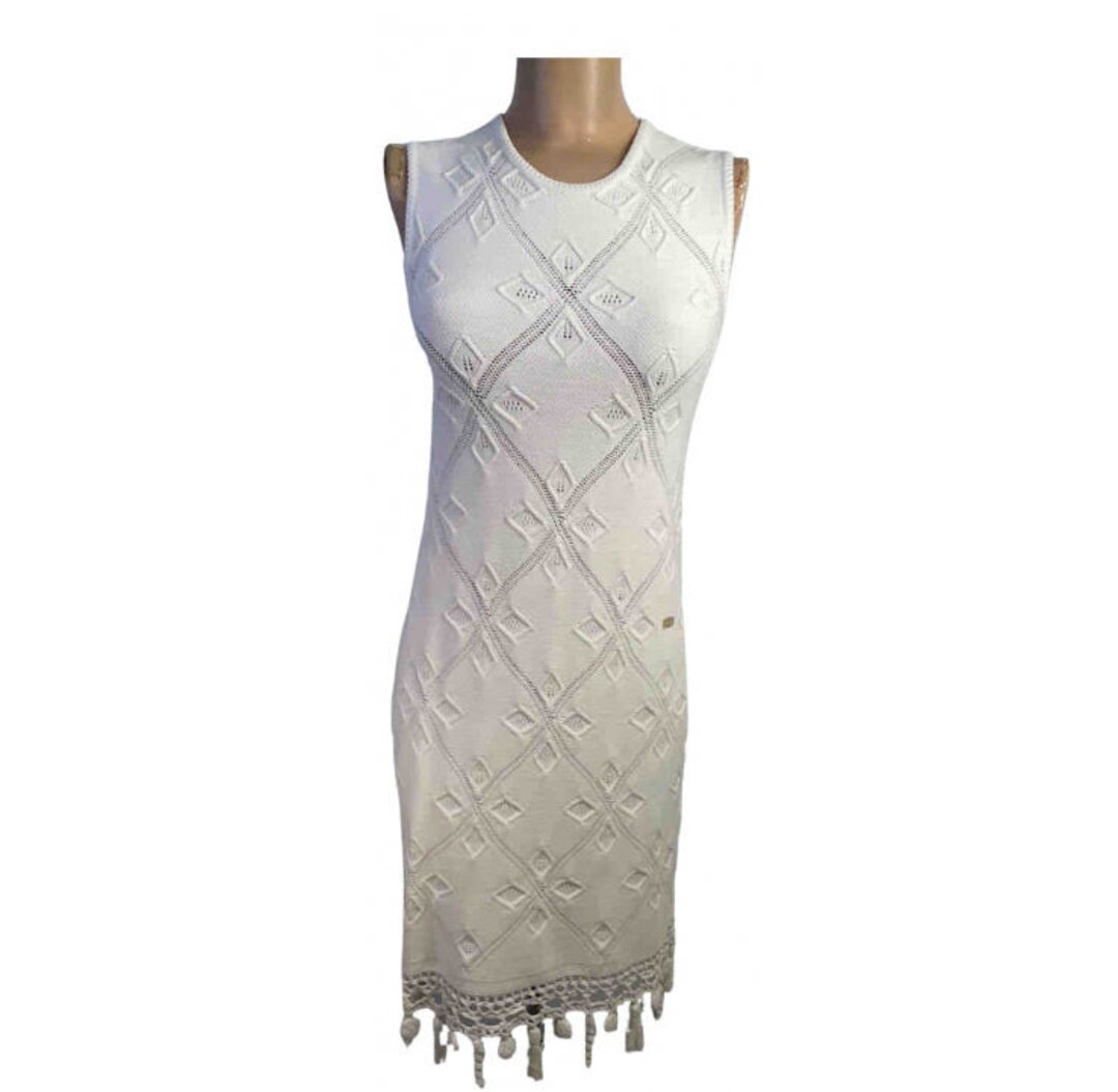 chanel crochet dress Chanel // Metallic Wool Crochet Dress VSP Consignment