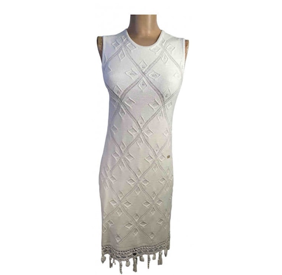 Chanel White 05P 2005 Spring Summer Woven Crochet Dress US 2/4 - Etsy