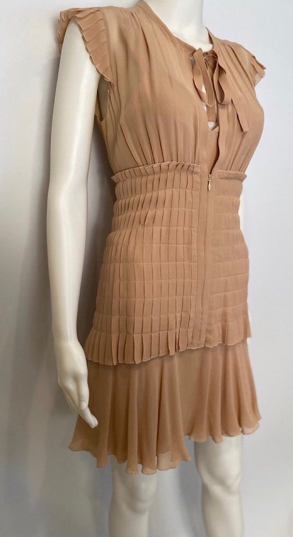 Vintage 2002 Chanel 2 piece beige silk chiffon pl… - image 7