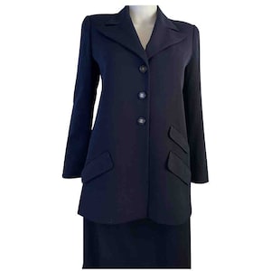 Vintage Chanel Navy Blue Long Blazer Jacket US 4/6/8