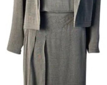 Vintage Chanel 99P 1999 Spring Grey 3 Piece Skirt Blouse Jacket Dress Outfit Set FR 36