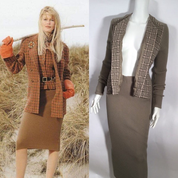 CHANEL 95A Powder Snow Mix Tweed COCO Button No Collar tailored jacket P05430 black 36