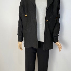 Chanel vintage 80s/90s black linen jacket US 4/6/8/10 image 3