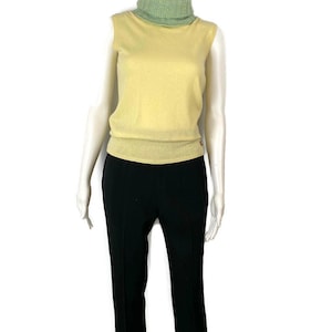 Chanel 01A 2001 Fall green yellow turtleneck sweater blouse FR 40 US 4