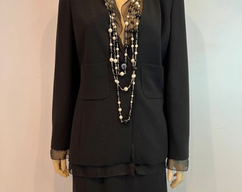 Vintage Chanel 98A 1998 Fall Black Chiffon Skirt Suit FR 38 US -   Denmark