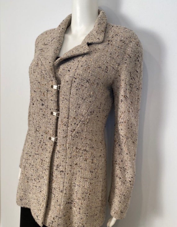 Chanel vintage 99A 1999 Fall Brown Tweed Long Jac… - image 4