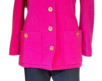 Vintage Chanel Boutique 1980's-1990's Bright Pink Boucle