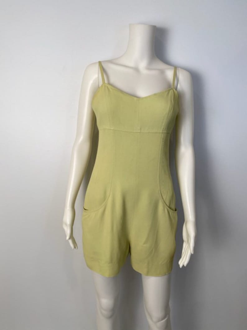 Vintage Chanel Boutique 97P Lime Green Jumpsuit Shorts Romper | Etsy