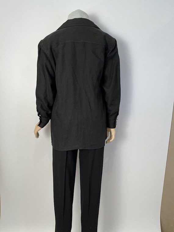 Chanel vintage 80’s/90’s black linen jacket US 4/… - image 6