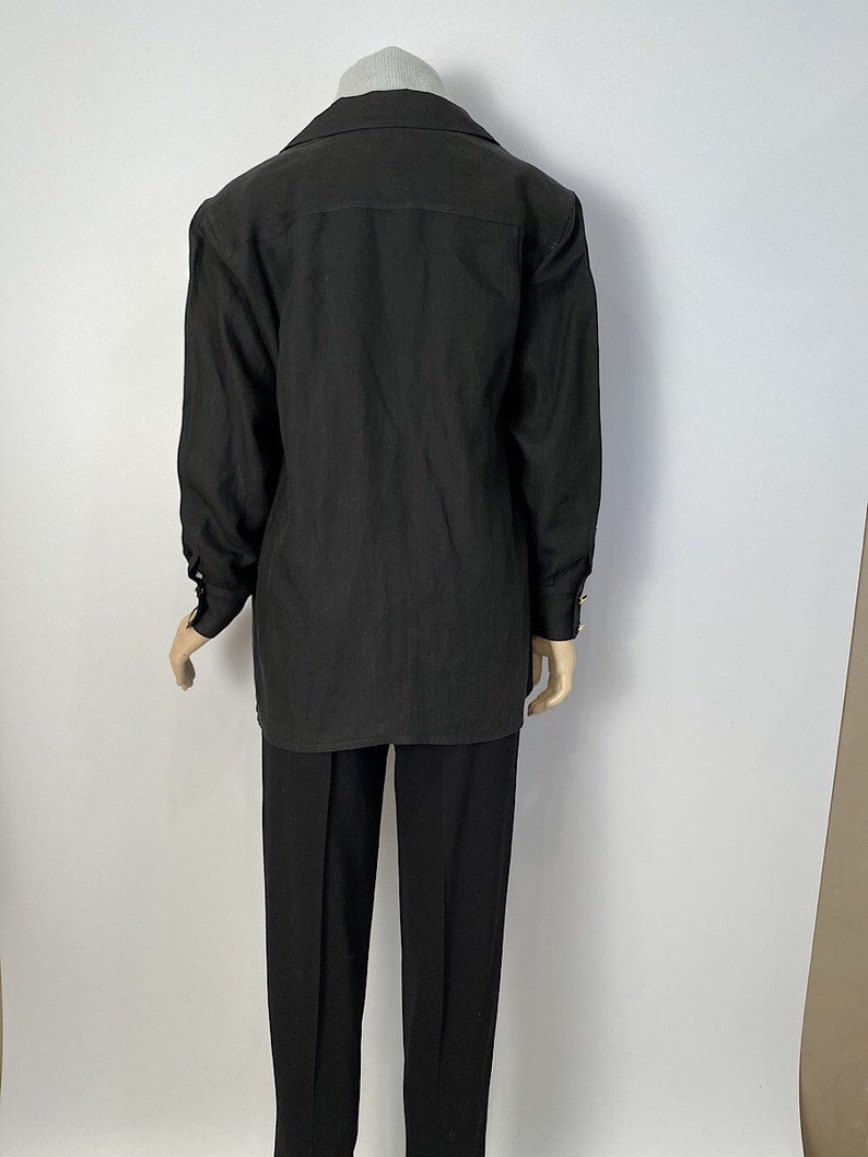 Chanel vintage 80s/90s black linen jacket US 4/6/8/10 image 6