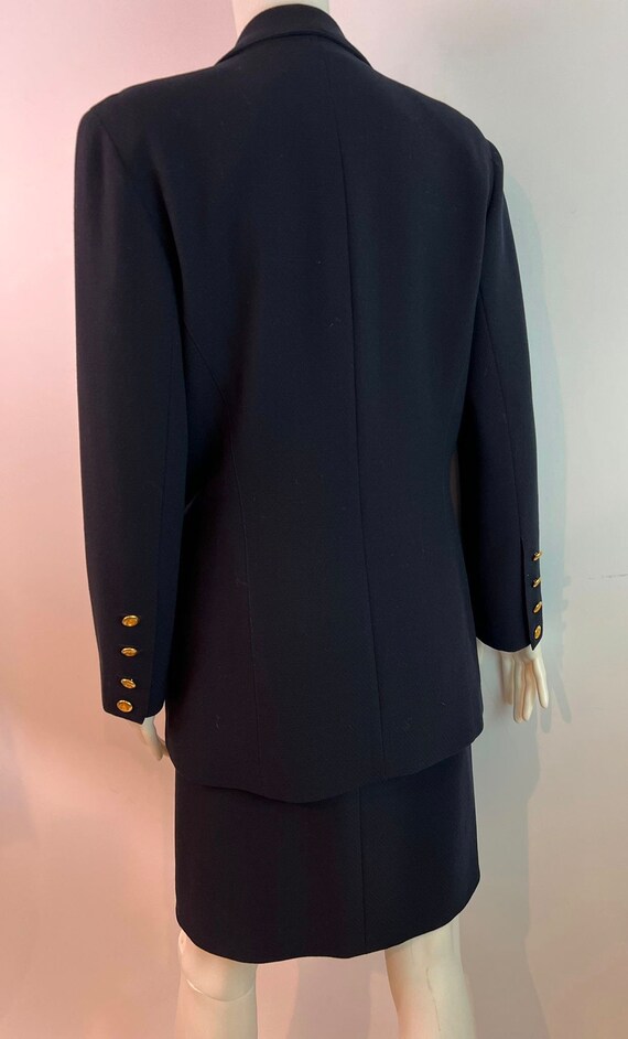 Vintage Chanel 1990’s Dark Navy Blue Skirt Suit F… - image 4