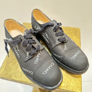Vintage Chanel 1990s Black Oxford Lace Ladies Shoes EU 37.5 US 6.5