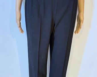 Vintage Chanel Boutique 1998 Spring 98P black soft wool pants trousers FR 36 US 2/4