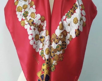 Bufanda vintage de seda con perlas Gripoix de Chanel Jewel, grande, 86 x 86 cm