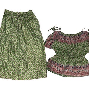 Vintage 1980’s Chanel Creations Paris 2 piece Skirt Boho Set Size 6