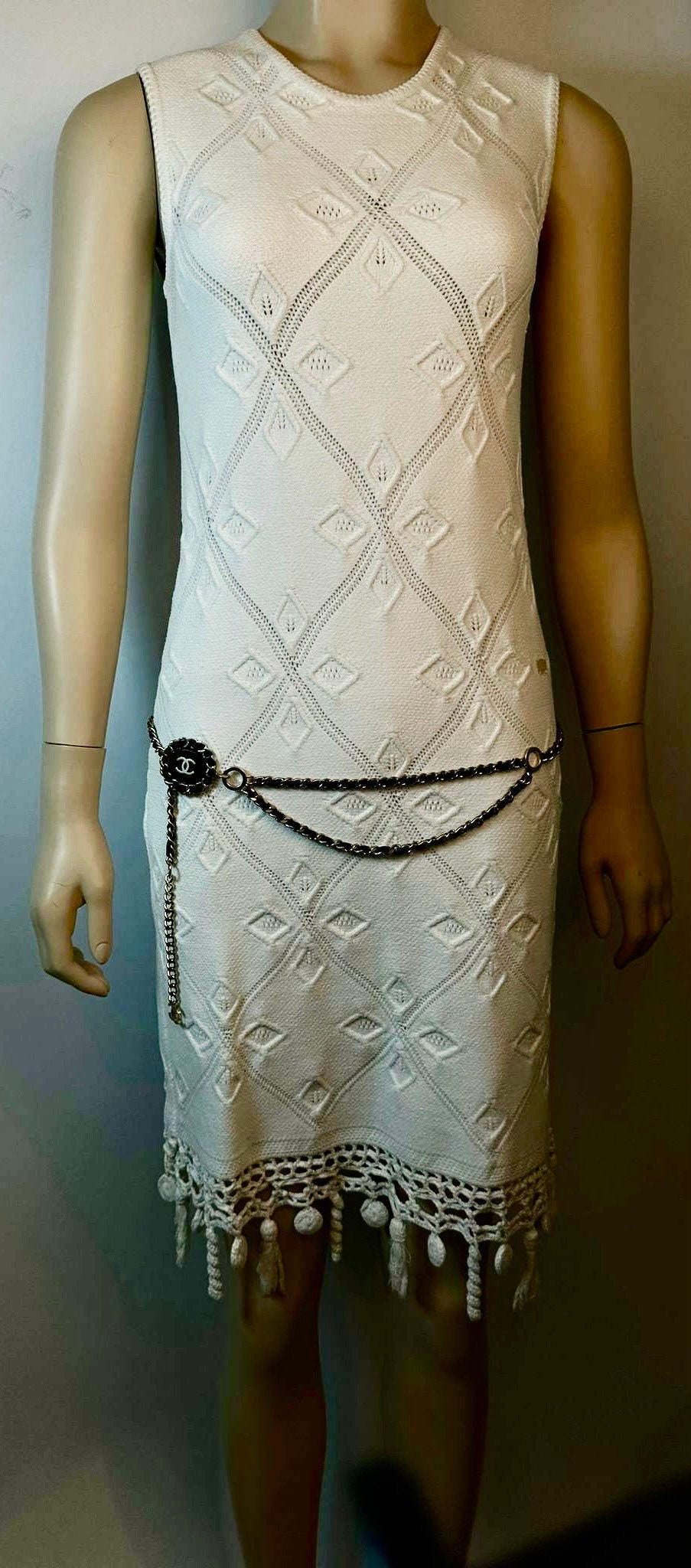 Chanel White 05P 2005 Spring Summer Woven Crochet Dress US 2/4 - Etsy