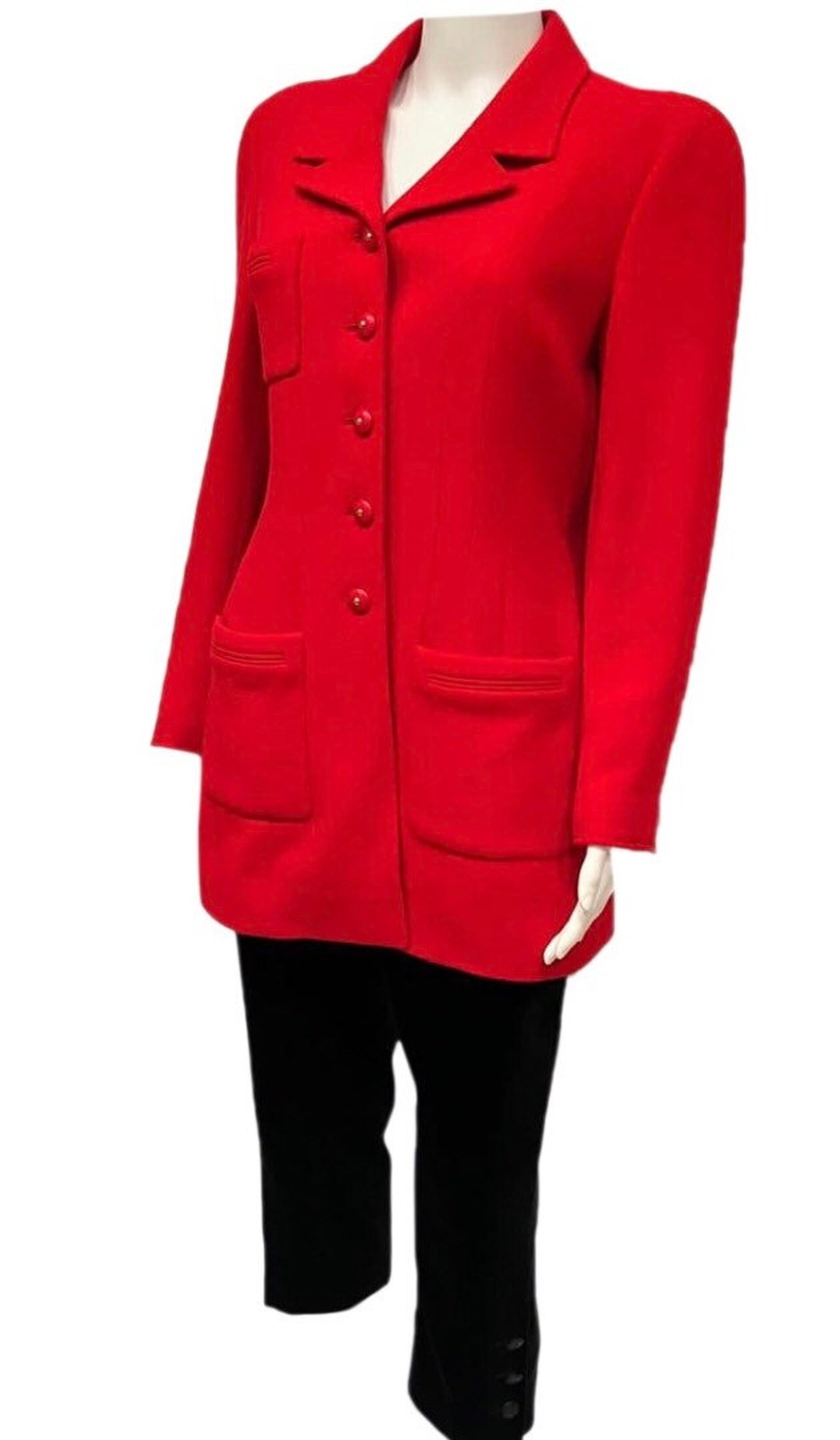 Rare Collectors Chanel Vintage 95A 1995 Fall Red Long Jacket 