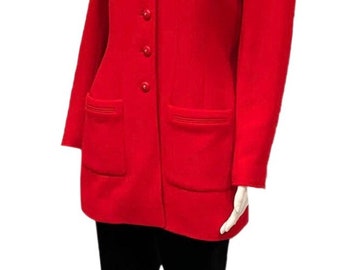 Rare Collectors Chanel Vintage 95A 1995 Fall Red Long Jacket US 6