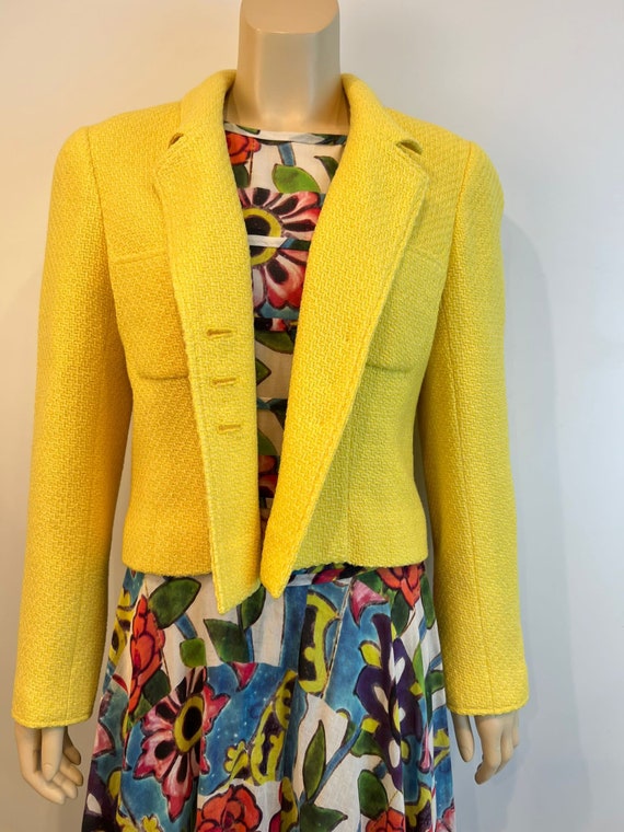 ルミニョン Papillon tweed fringe jacket イエロー Chanel Vintage 97C 1997 Cruise Yellow Jacket FR 44 US 6/8 - Etsy