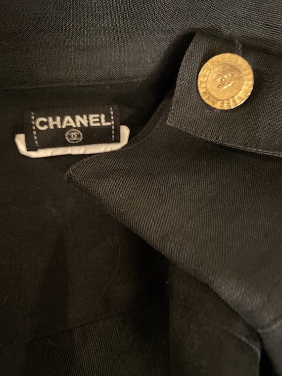 Chanel vintage 80’s/90’s black linen jacket US 4/… - image 7