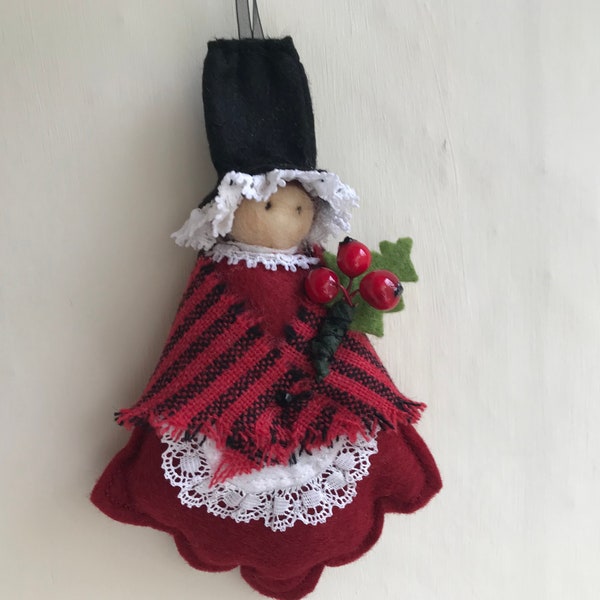 Welsh Lady Doll - Dol Ynes Gymraeg - A handmade original welsh lady doll Christmas decoration