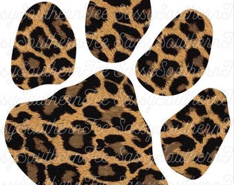 May include: A brown and black leopard print paw print design.