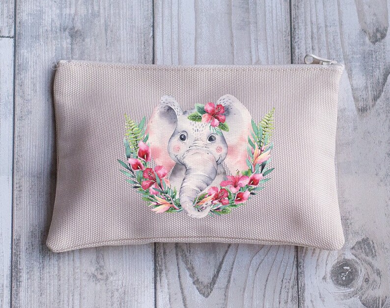 Gift for Her Cute Floral Elephant Purse Travel Pouch Women/'s or Girl/'s Holiday Purse