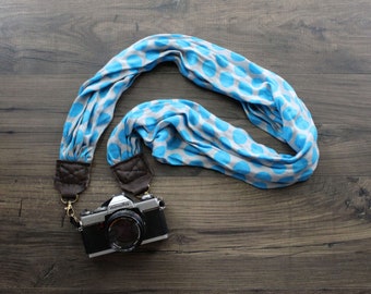Blue Polka Dotted Camera Strap