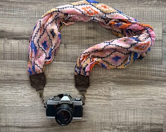 Pink Blue & Orange Funky Geometric Soft Clip On Scarf Strap