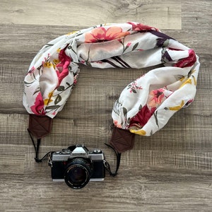 Pink and Yellow Floral Adjustable Soft Scarf Camera Strap