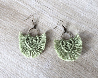 Mossy Green Macramé Earrings
