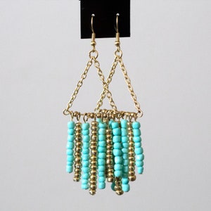 Turquoise and Gold beaded earrings