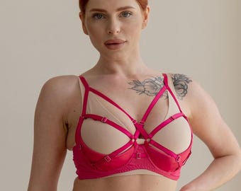 Shelf bra open cupless for large bust plus size women, Quarter cup bra support